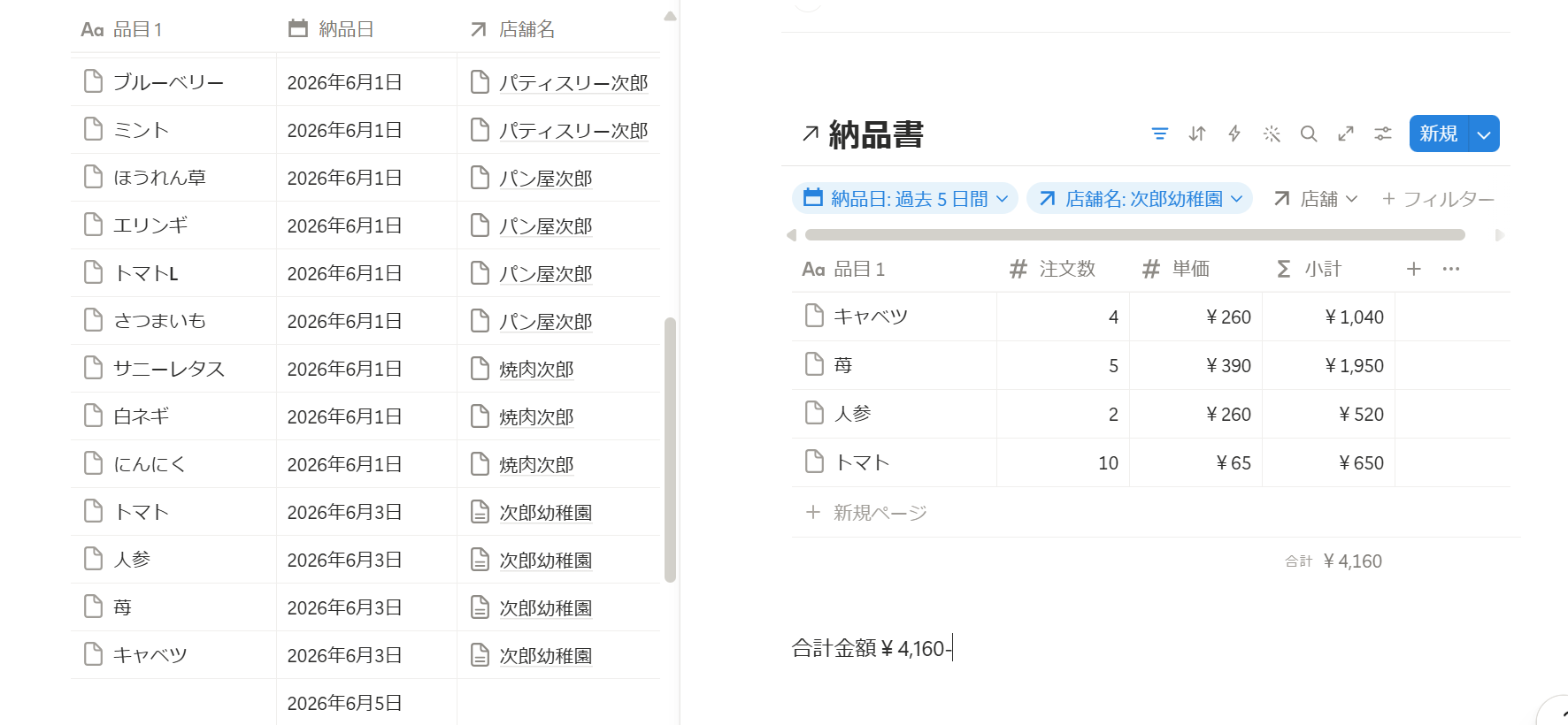 専用店舗ページを開くと計算されている
